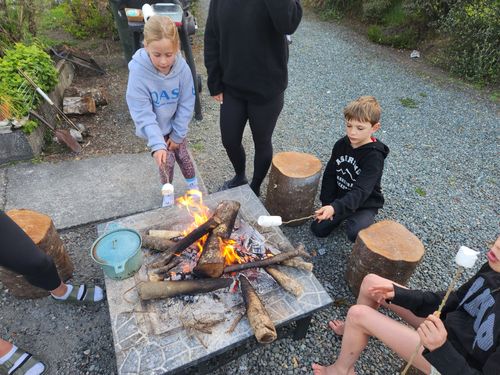 Kids roasting marshmallows