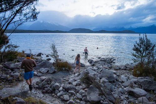 Guests going for a lake dip